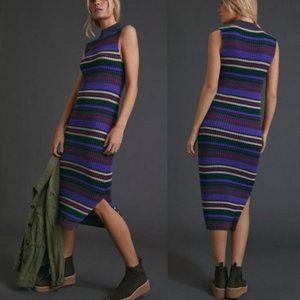 Anthropologie Dolan Anne Ribbed Midi Striped Dress Large